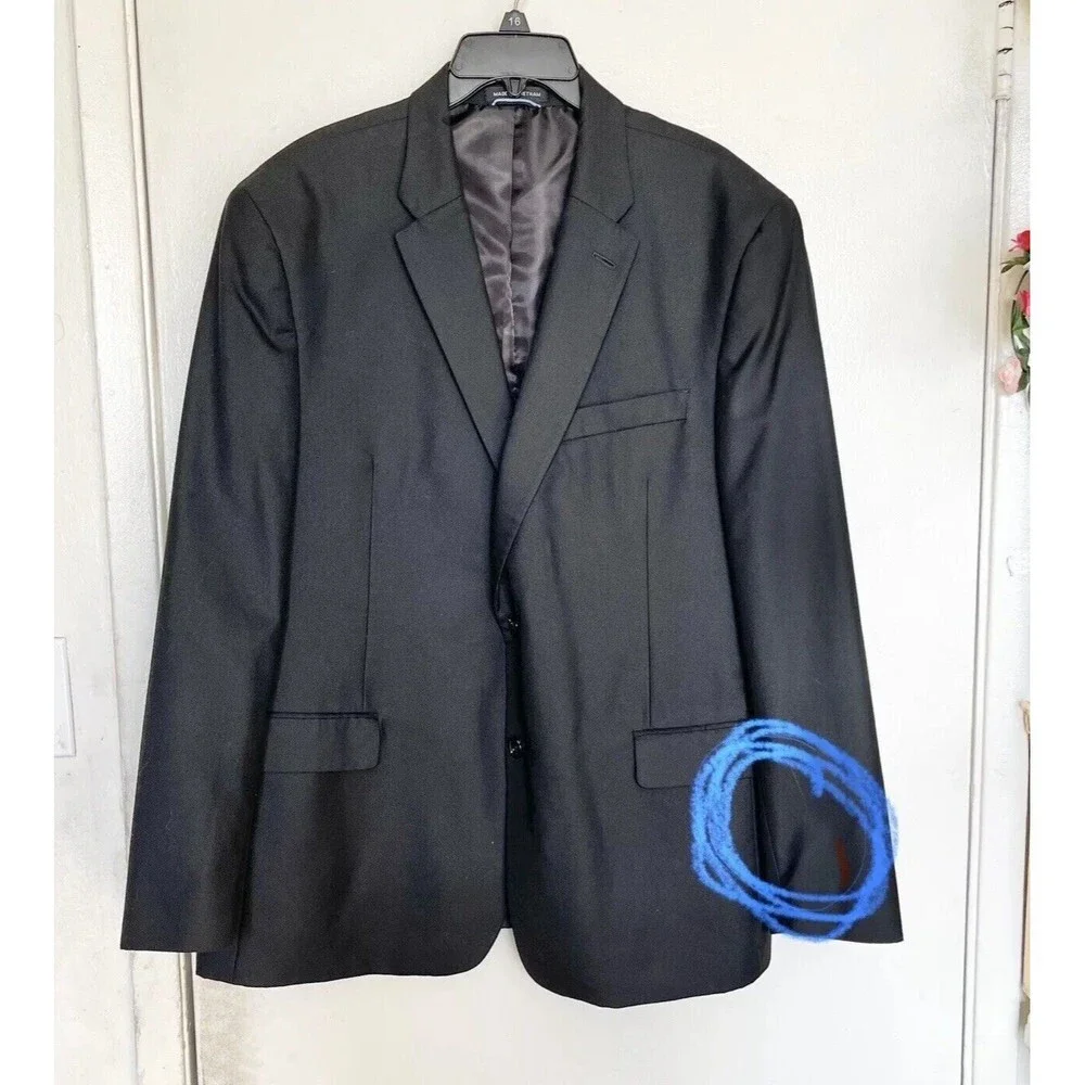 Tommy Hilfiger Mens Blazer Size R 46 Sport Jacket Two Button Black Suit Wedding